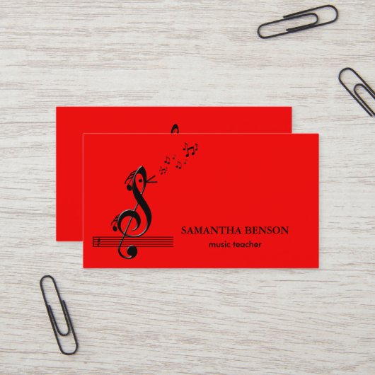 Elegant Musician Business card with Music Note 名刺 (正面/裏面インサイチュ)