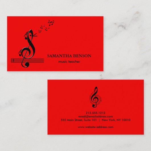 Elegant Musician Business card with Music Note 名刺 (正面/裏面)