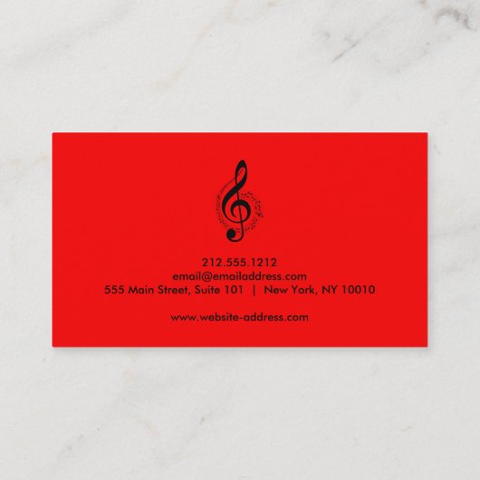 Elegant Musician Business card with Music Note 名刺 (裏面)