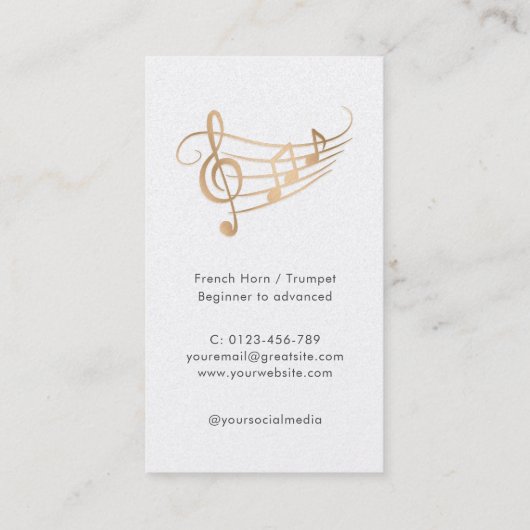 Elegant Musician Gold Music Notes 名刺 (裏面)