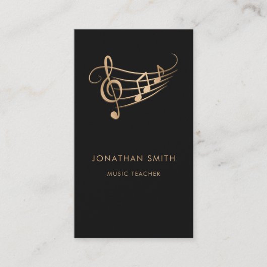 Elegant Musician Gold Music Notes 名刺 (正面)