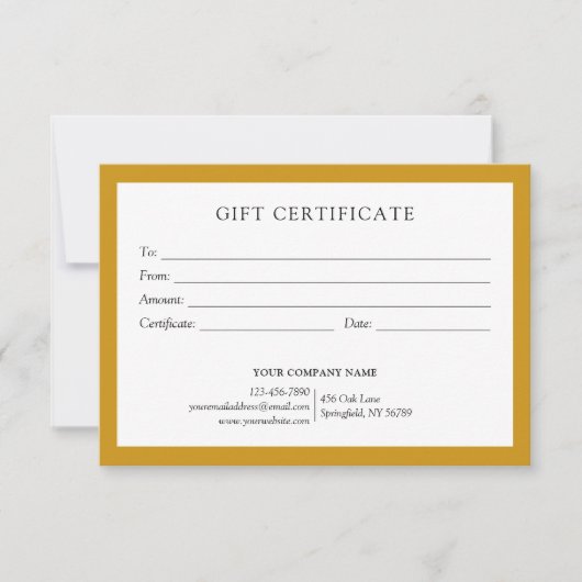 Elegant Mustard Business Gift Certificate Logo (正面)