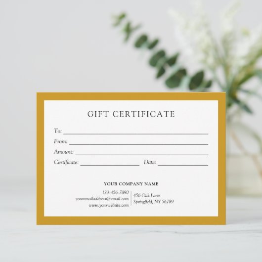 Elegant Mustard Business Gift Certificate Logo (スタンド正面)