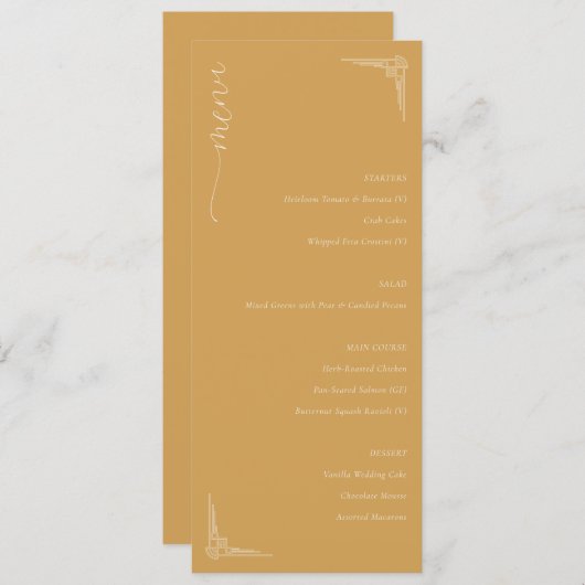 Elegant Mustard Minimalist Menu メニュー (正面/裏面)