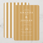 Elegant Mustard Vertical Stripes 招待状 (正面/裏面)