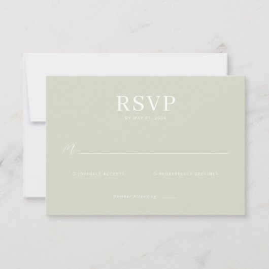 Elegant Muted Green RSVP Card (正面)