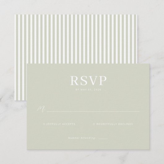 Elegant Muted Green RSVP Card (正面/裏面)