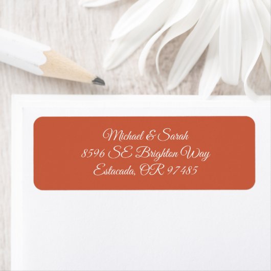 Elegant Muted Sienna Orange Wedding Return Address ラベル (インサイチュ)