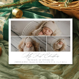 Elegant My First Christmas Baby Photo Announcement 招待状