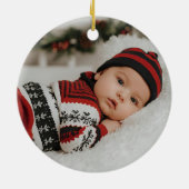 Elegant My First Christmas Tree Script Baby Photo  セラミックオーナメント (裏面)