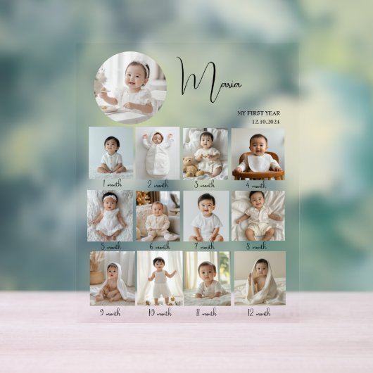 Elegant My First Year Collage Custom Photo アクリルサイン (ニュートラル)