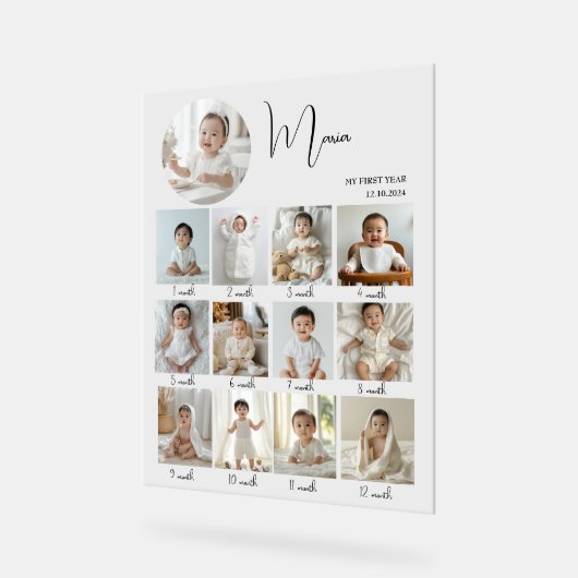 Elegant My First Year Collage Custom Photo アクリルサイン (傾斜)