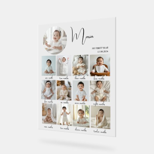 Elegant My First Year Collage Custom Photo アクリルサイン (傾斜)