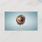 Elegant Mystical Sun Moon Blue Business Card 名刺 (正面)