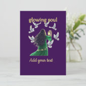 Elegant Mystical Women And Doves Gold Glitter 招待状 (スタンド正面)