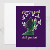 Elegant Mystical Women And Doves Gold Glitter 招待状 (正面/裏面)