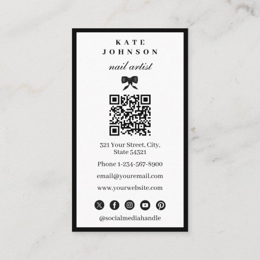Elegant Nail Artist Beaty Salon Manicure QR Code  名刺 (裏面)