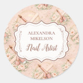 Elegant Nail Salon Floral Business ラウンドシール (正面)