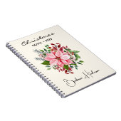 Elegant Name || Christmas Notes Pink Poinsettia ノートブック (右側)