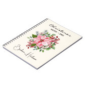 Elegant Name || Christmas Notes Pink Poinsettia ノートブック (左側)