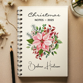 Elegant Name || Christmas Notes Pink Poinsettia ノートブック
