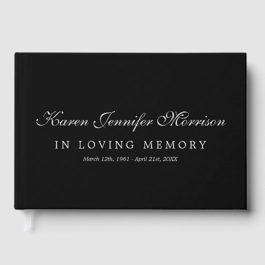 Elegant Name Gray Script Black In Loving Memory ゲストブック (正面)