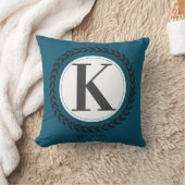 Elegant Name Initial Blue Monogram   クッション (ブランケット)