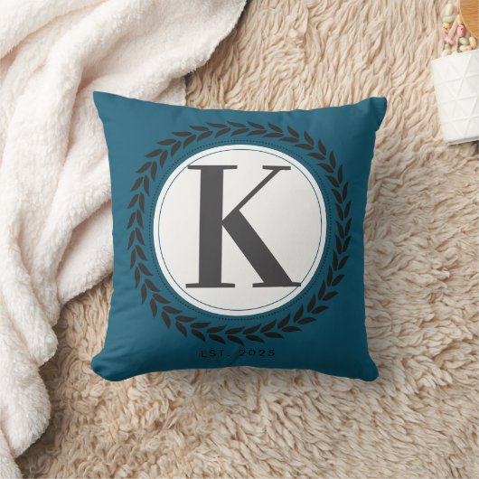 Elegant Name Initial Blue Monogram   クッション (ブランケット)