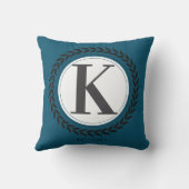 Elegant Name Initial Blue Monogram   クッション (裏面)