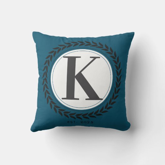 Elegant Name Initial Blue Monogram   クッション (裏面)