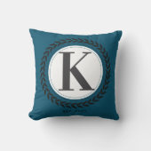 Elegant Name Initial Blue Monogram   クッション (正面)