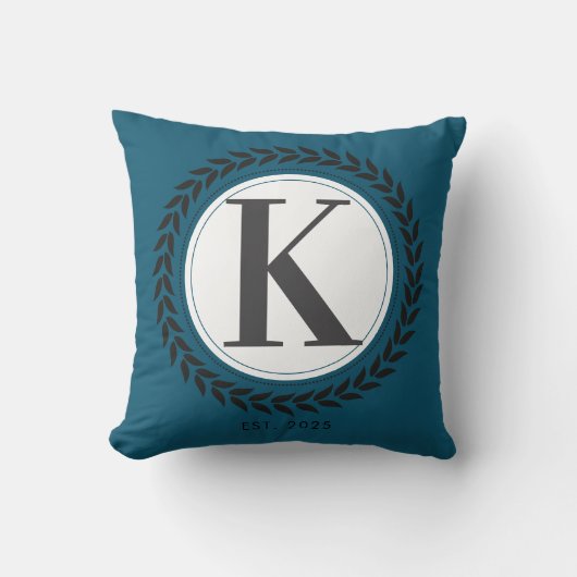 Elegant Name Initial Blue Monogram   クッション (正面)