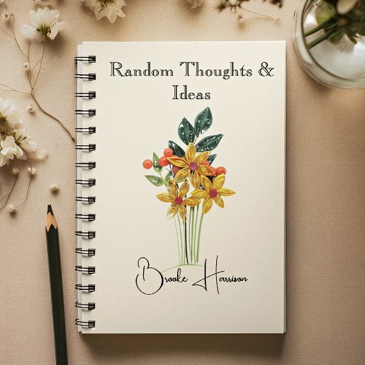 Elegant Name || Modern Paper Quilled Flowers ノートブック