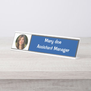 Elegant name plates with photo of the employee デスクネームプレート
