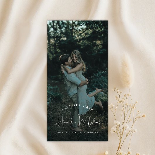 Elegant Names Script Modern Wedding Photo Bookmark セーブザデート
