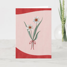 Elegant Narcissus Flower Watercolor Holiday Card  カード
