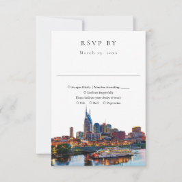 Elegant Nashville Riverfront Watercolor Wedding 出欠カード