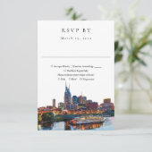 Elegant Nashville Riverfront Watercolor Wedding 出欠カード (スタンド正面)