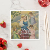 Elegant Nativity Mary Baby Jesus Angels スタンダードランチョンナプキン (インサイチュ)