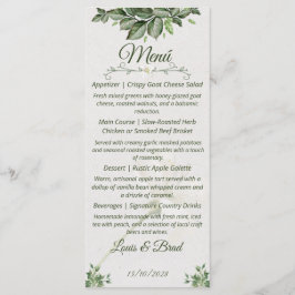 Elegant Natural Greenery Foliage Wedding Menu メニュー