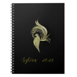 Elegant Nature Art on Black notebook ノートブック