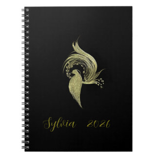 Elegant Nature Art on Black notebook ノートブック