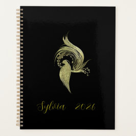 Elegant Nature Art on Black notebook プランナー手帳