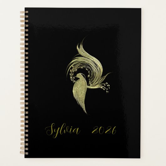 Elegant Nature Art on Black notebook プランナー手帳 (正面)