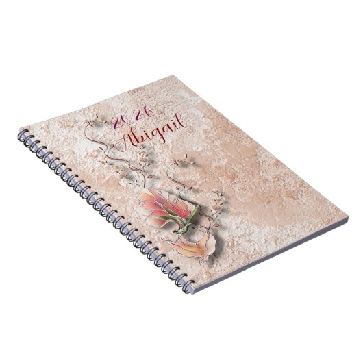 Elegant Nature Embossed spiral notebook  ノートブック (右側)