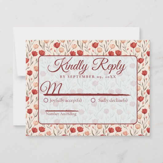 Elegant Nature Tulip Flower Wedding Rsvp Card (正面)