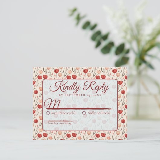 Elegant Nature Tulip Flower Wedding Rsvp Card (スタンド正面)