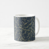 Elegant Nature Twigs and Branches Pattern Blue コーヒーマグカップ (正面右)