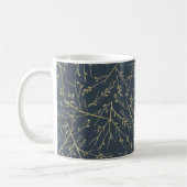 Elegant Nature Twigs and Branches Pattern Blue コーヒーマグカップ (左)
