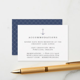 Elegant Nautical Anchor Wedding Accommodations エンクロージャーカード